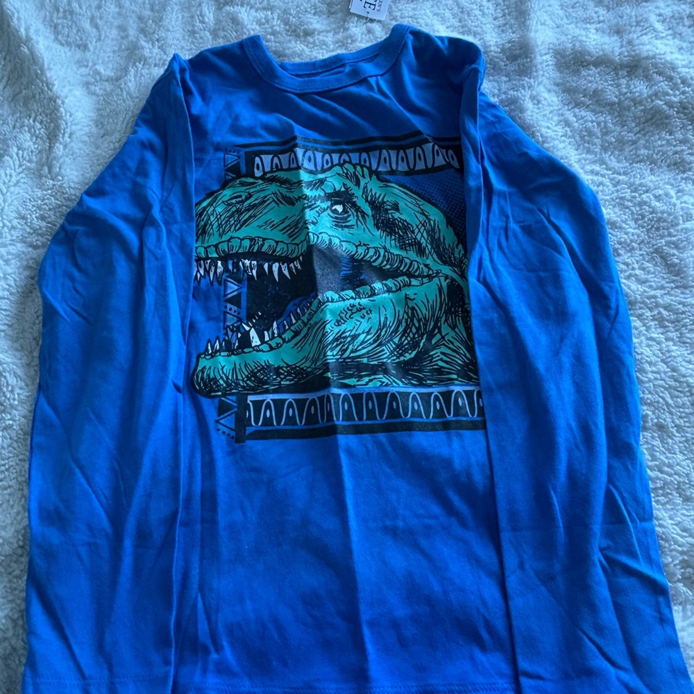 Blue Dinosaur Graphic Long Sleeve Shirt